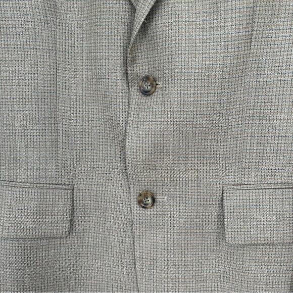 Oscar De La Renta Wool and Silk Tan Microcheck Blazer Size 38R - Picture 4 of 9